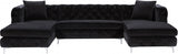 DALEYZA Black 127" Wide Velvet Double Chaise Sectional