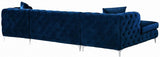 DALEYZA Blue 127" Wide Velvet Double Chaise Sectional