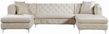 DALEYZA Cream 127" Wide Velvet Double Chaise Sectional