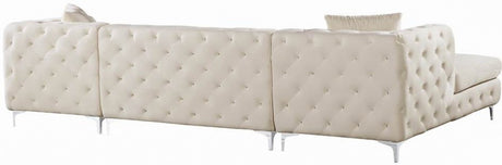 DALEYZA Cream 127" Wide Velvet Double Chaise Sectional