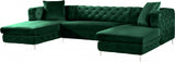 DALEYZA Green 127" Wide Velvet Double Chaise Sectional