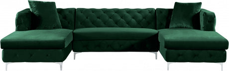 DALEYZA Green 127" Wide Velvet Double Chaise Sectional