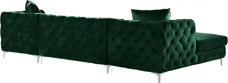 DALEYZA Green 127" Wide Velvet Double Chaise Sectional