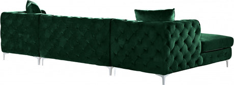 DALEYZA Green 127" Wide Velvet Double Chaise Sectional