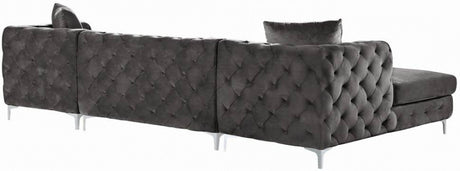 DALEYZA Dark Gray 127" Wide Velvet Double Chaise Sectional