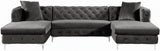 DALEYZA Dark Gray 127" Wide Velvet Double Chaise Sectional
