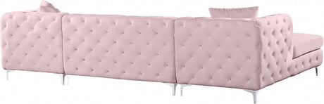 DALEYZA Pink 127" Wide Velvet Double Chaise Sectional
