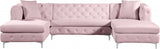 DALEYZA Pink 127" Wide Velvet Double Chaise Sectional