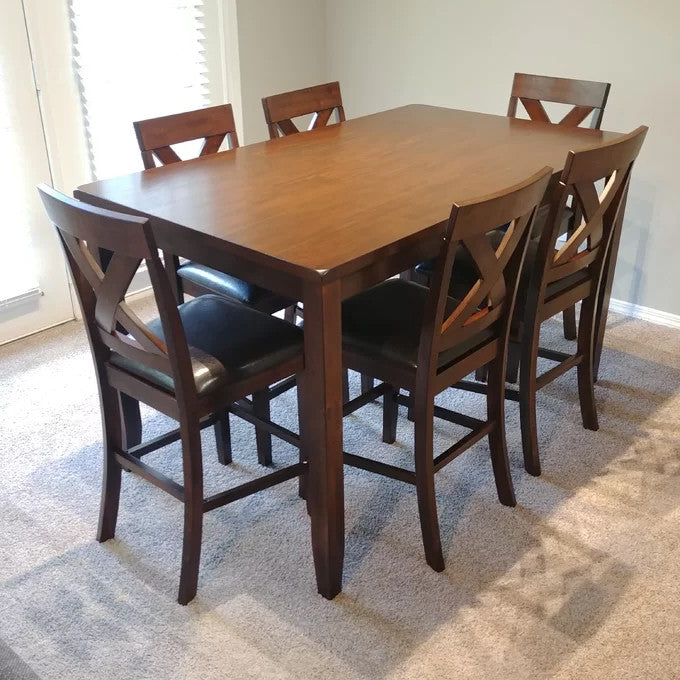 DAMIAN Brown 7 Piece Counter Dining Set