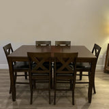 DAMIAN Brown 7 Piece Counter Dining Set
