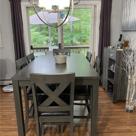 DAMIAN Gray 7 Piece Counter Height Set