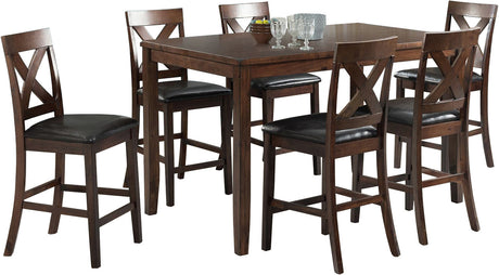 DAMIAN Brown 7 Piece Counter Dining Set