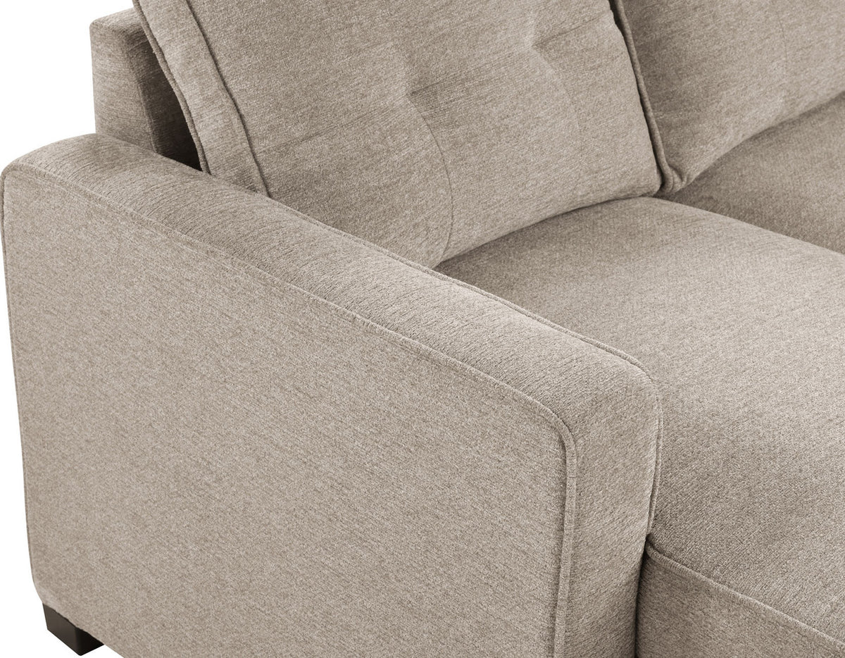DAPHNE Light Brown Chenille 87" Wide Reversible Sectional with Pull-Out Sleeper & Storage (RTA)