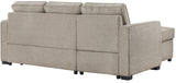 DAPHNE Light Brown Chenille 87" Wide Reversible Sectional with Pull-Out Sleeper & Storage (RTA)