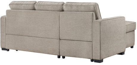 DAPHNE Light Brown Chenille 87" Wide Reversible Sectional with Pull-Out Sleeper & Storage (RTA)
