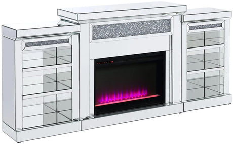 DEALEY Mirrored 77" Wide Fireplace