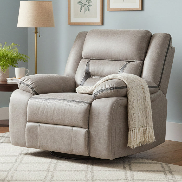 DEAN Taupe 41" Wide x 40" Height Brown Swivel Glider Recliner