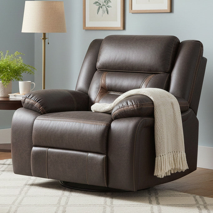 DEAN 41" Wide Brown Swivel Glider Recliner