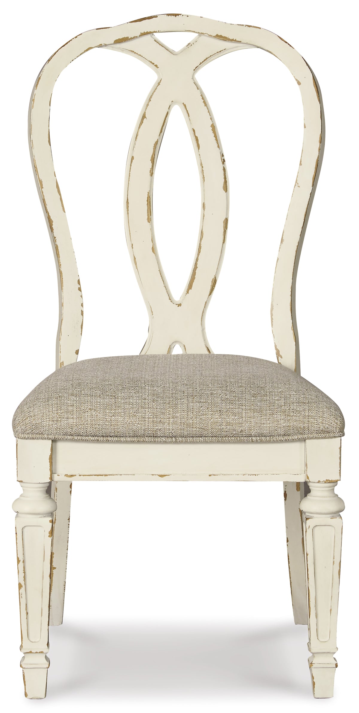 DELREY Distressed White 20" Wide Ribbon-Back Dining Chair