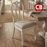 DELREY Distressed White 20" Wide Ribbon-Back Dining Chair