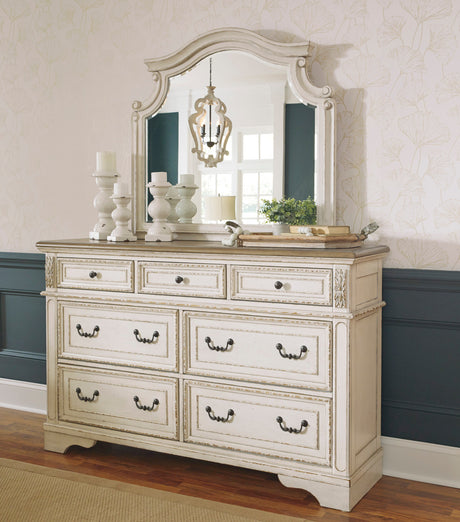 DELREY White 64" Wide Dresser & Mirror