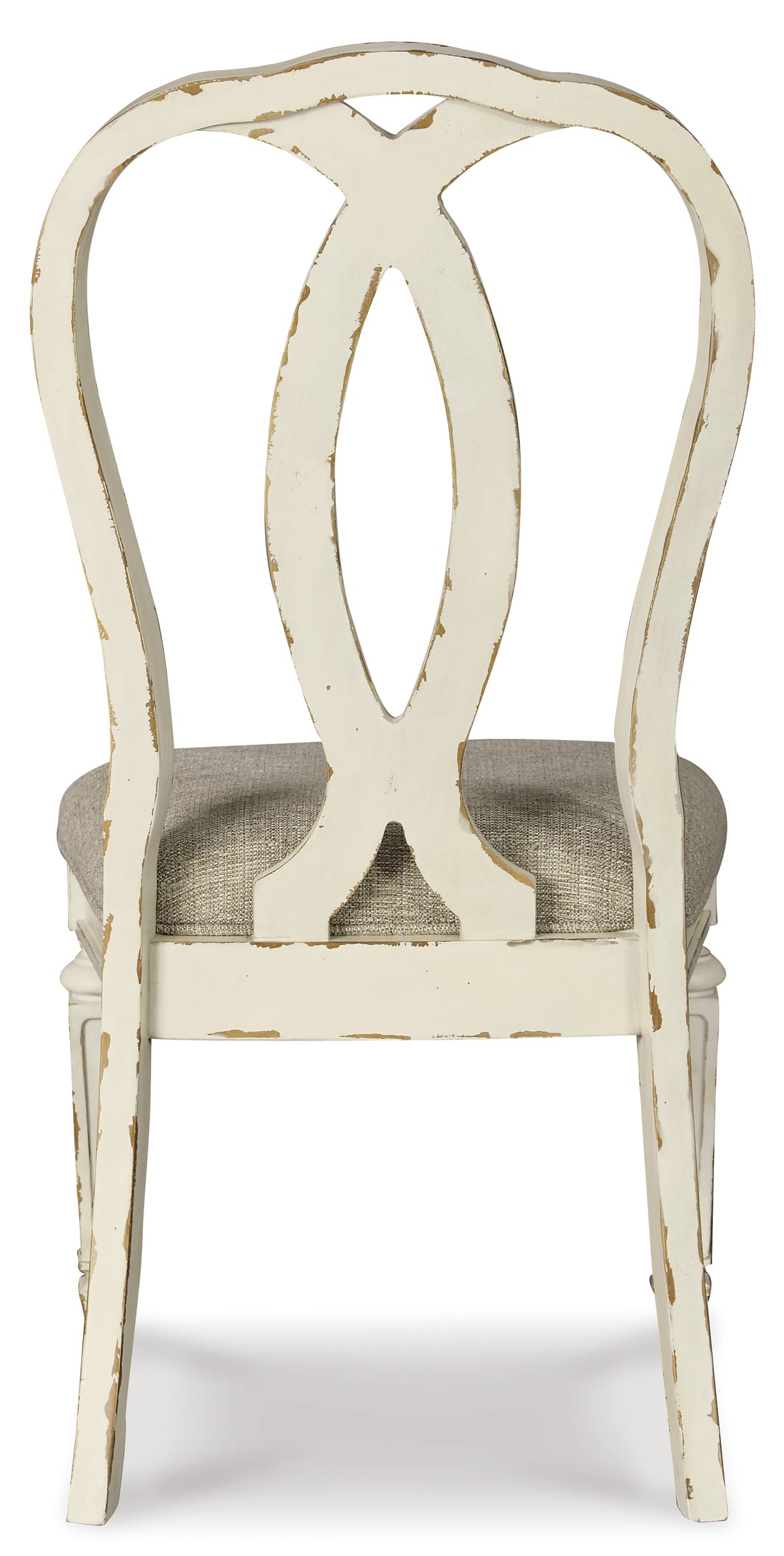 DELREY Distressed White 20" Wide Ribbon-Back Dining Chair