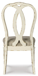 DELREY Distressed White 20" Wide Ribbon-Back Dining Chair