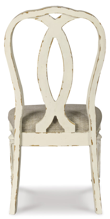 DELREY Distressed White 20" Wide Ribbon-Back Dining Chair
