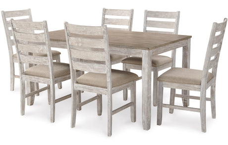 DEMITRIO Distressed White 7 Piece Dining Set