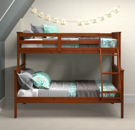 DERIK Medium Brown Twin over Full Platform Bunk Bed