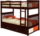 DERIK Dark Brown Twin Bunk Bed with Trundle