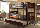 DERIK Dark Brown Twin Bunk Bed with Trundle