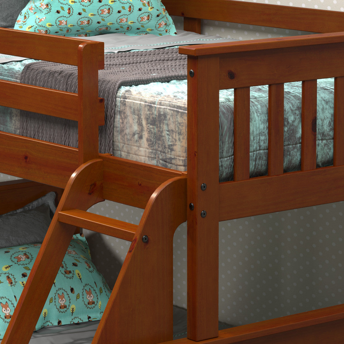DERIK Medium Brown Twin over Full Platform Bunk Bed