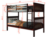 DERIK Dark Brown Twin Bunk Bed with Trundle