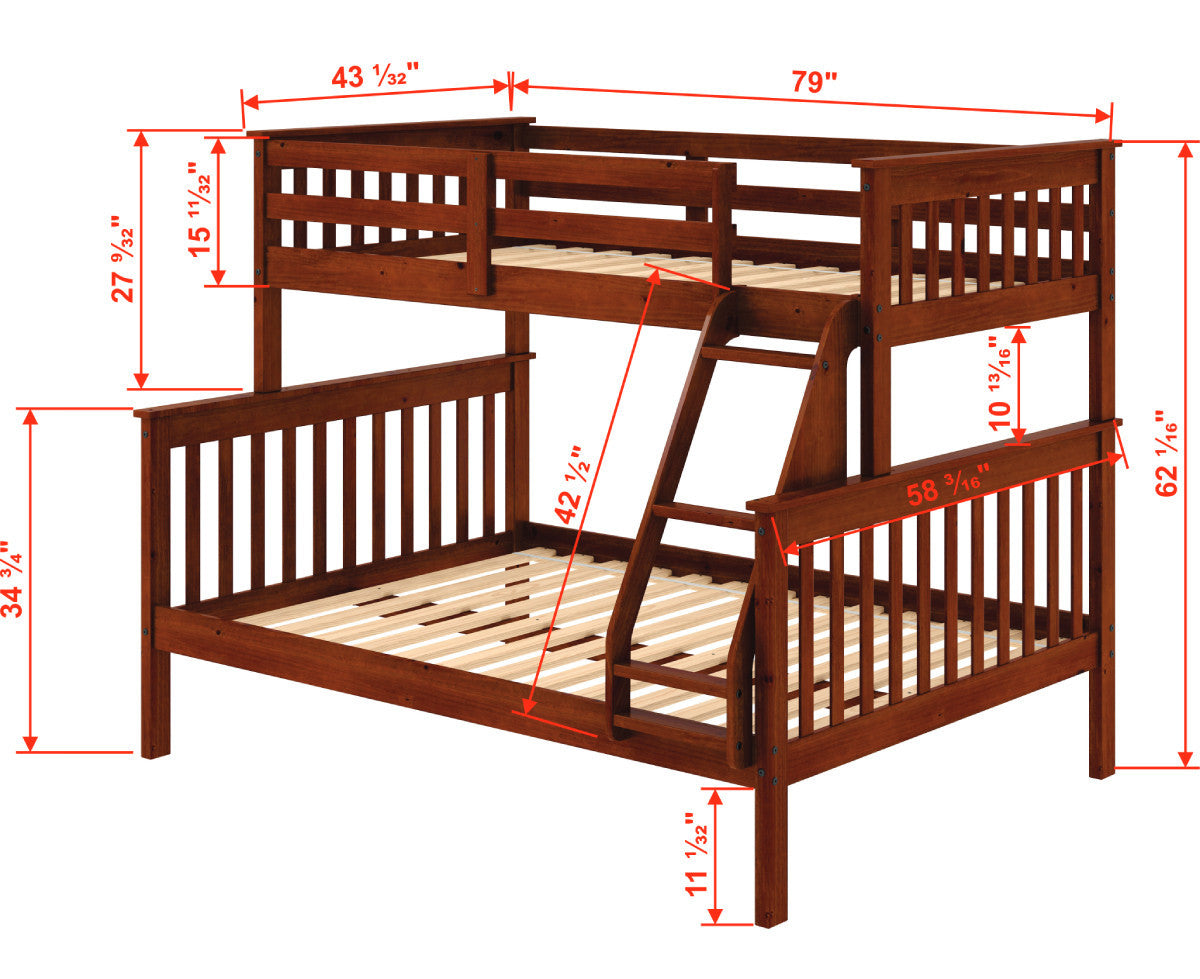 DERIK Medium Brown Twin over Full Platform Bunk Bed