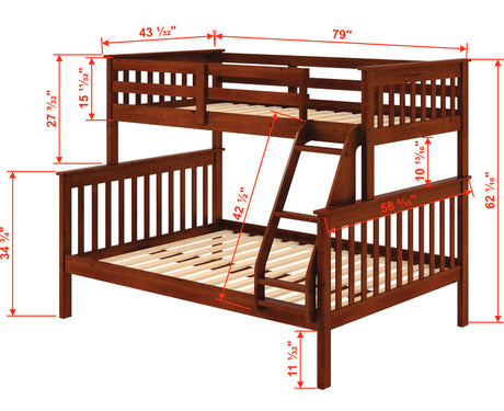 DERIK Medium Brown Twin over Full Platform Bunk Bed