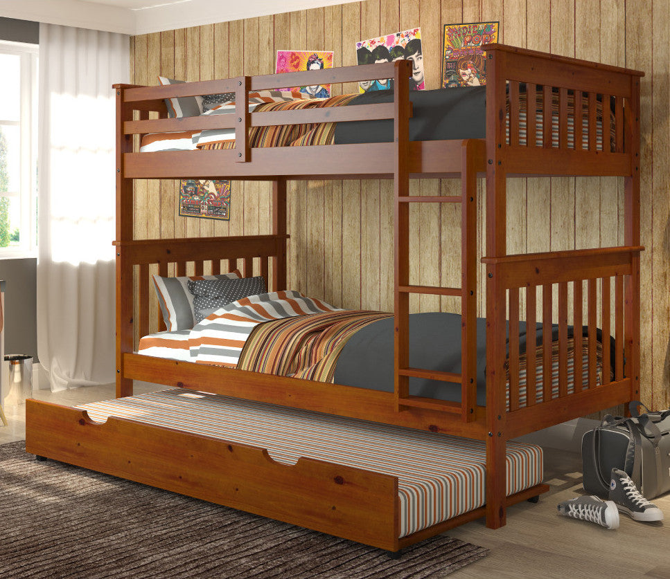 DERIK Medium Brown Twin Bunk Bed with Trundle