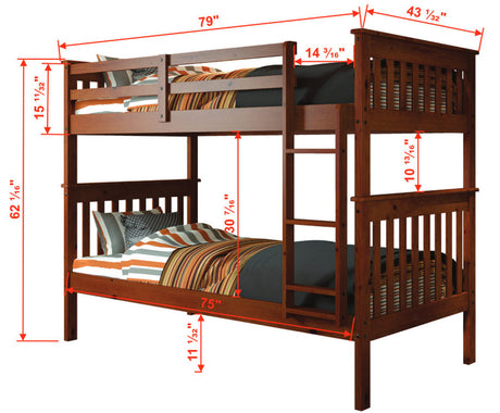 DERIK Medium Brown Twin Bunk Bed with Trundle