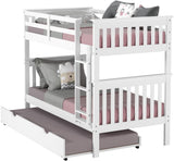 DERIK White Twin Bunk Bed with Trundle