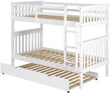 DERIK White Twin Bunk Bed with Trundle