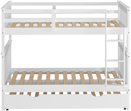 DERIK White Twin Bunk Bed with Trundle
