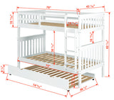 DERIK White Twin Bunk Bed with Trundle