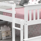 DERIK White Twin Bunk Bed with Trundle