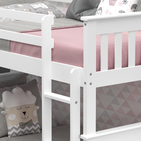 DERIK White Twin Bunk Bed with Trundle