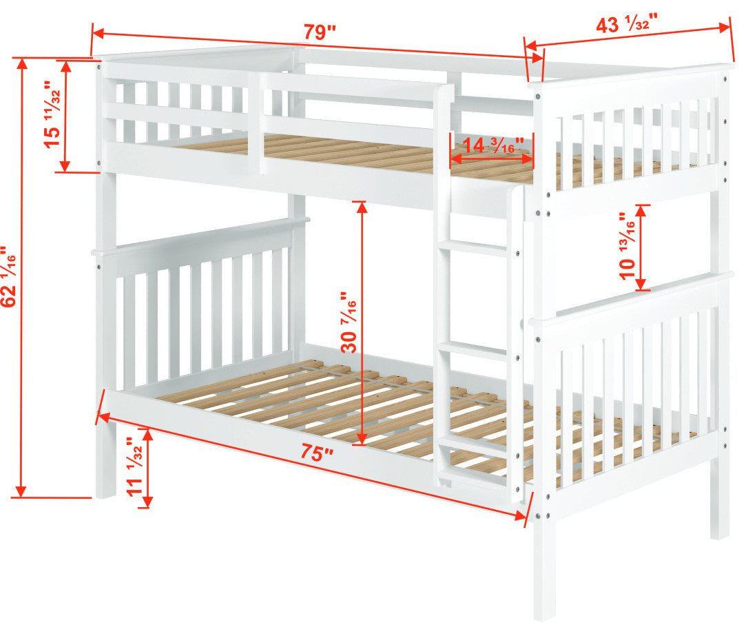 DERIK White Twin Platform Bunk Bed