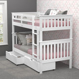 DERIK White Twin Bunk Bed with Underbed Drawers