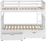 DERIK White Twin Bunk Bed with Underbed Drawers