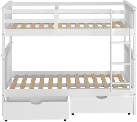 DERIK White Twin Bunk Bed with Underbed Drawers