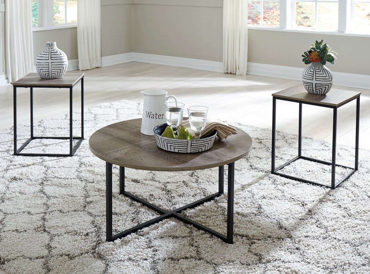 DODGIE Grayish Brown 3 Piece Table Set