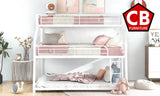 DOSKLY White Twin over Full over Queen Triple Platform Bunk Bed